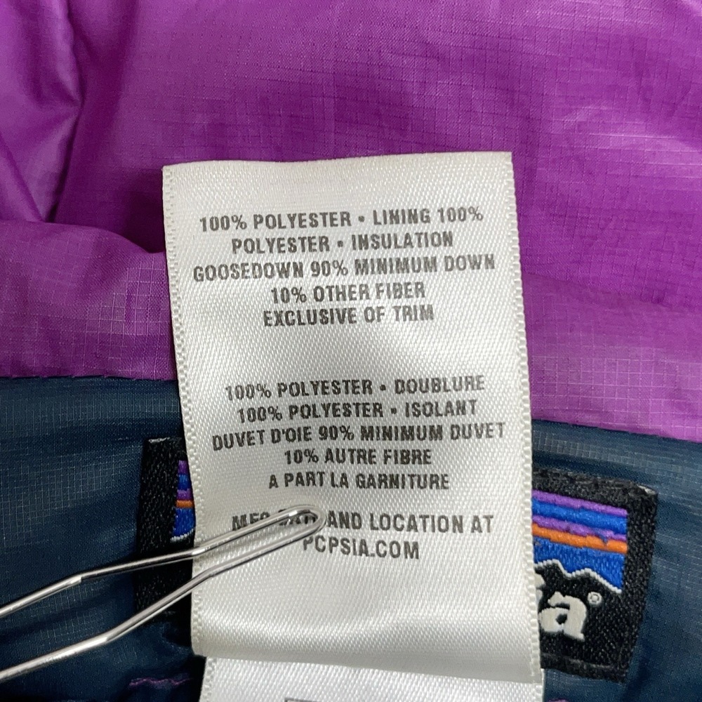 Patagonia Womens Purple Goose Down Puffer Jacket Coat Hooded Packable Warm S - Picture 11 of 12